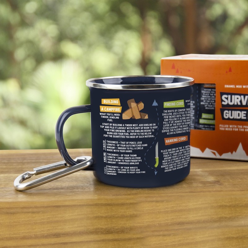 Survival Guide Enamel Mug with Carabiner