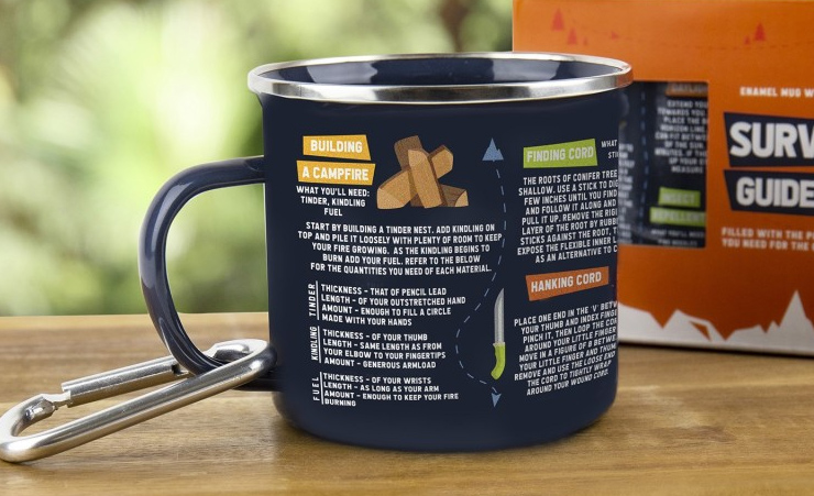 Survival Guide Enamel Mug With Carabiner