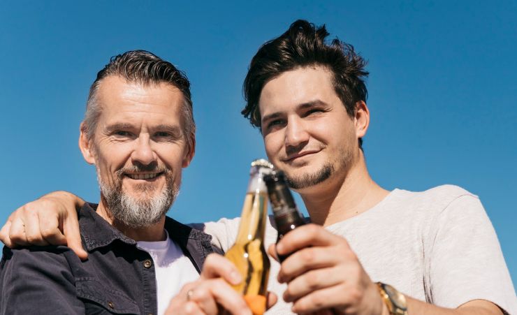 Drinking A Beer With Dad And Son