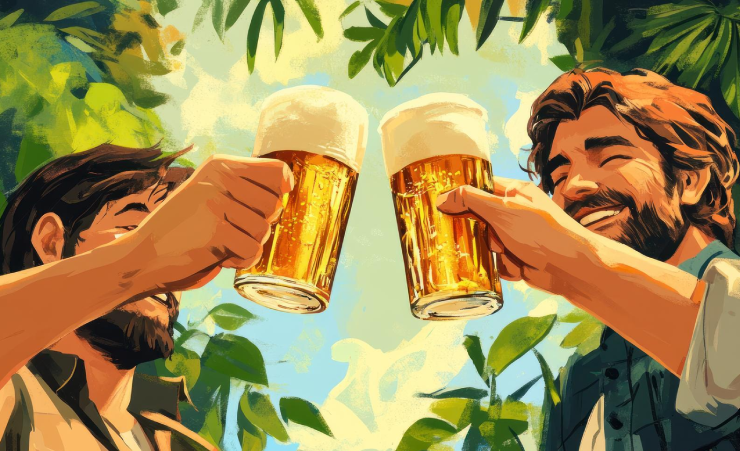 Illustration Beer Drinking