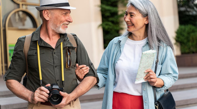 Older Couple Travelling Having Fun