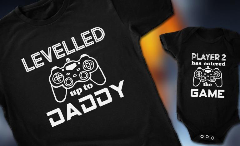 Gamer Dad Level Up Matching T Shirt