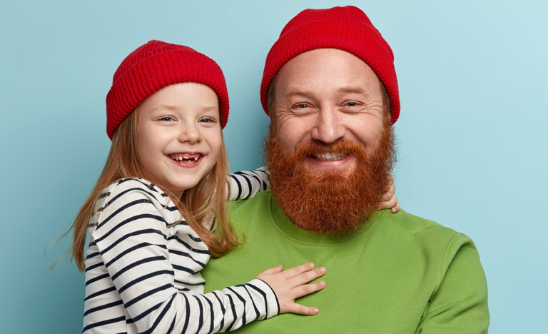 Dad And Daughter Wearing Benie