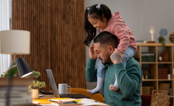 Daughter With Dad Work From Home