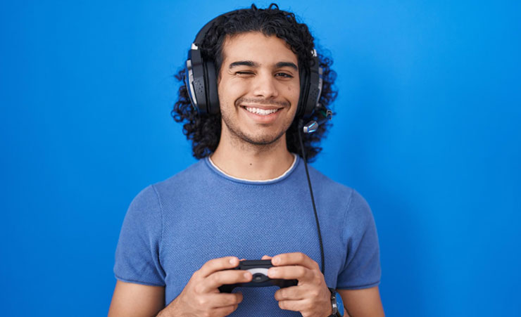 Happy Gamer Man With Controller