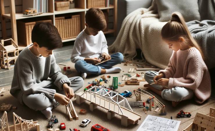 Children Sitting Playing With Toys