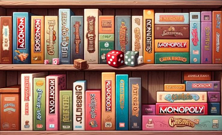 Illustration Board Games On Shelf