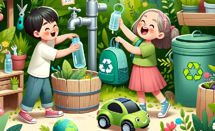 Illustration Kids Being Eco Friendly