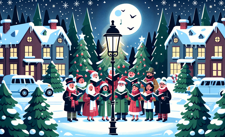 Vector People Singing Christmas Carols 1