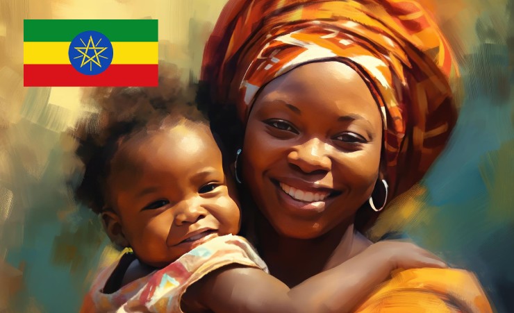 Ethiopian Woman Child Flag