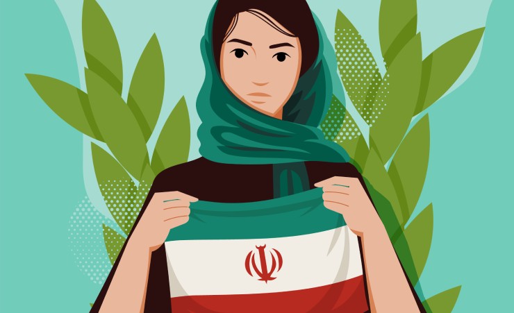 Iranian Woman Holding Flag
