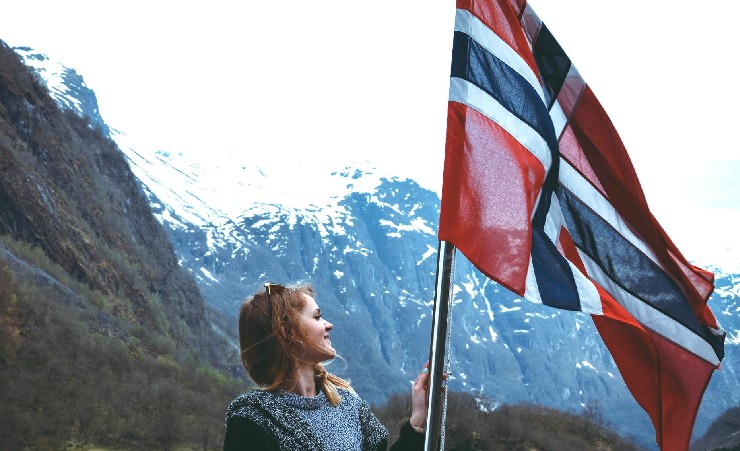 Norwegian Mother And Flag