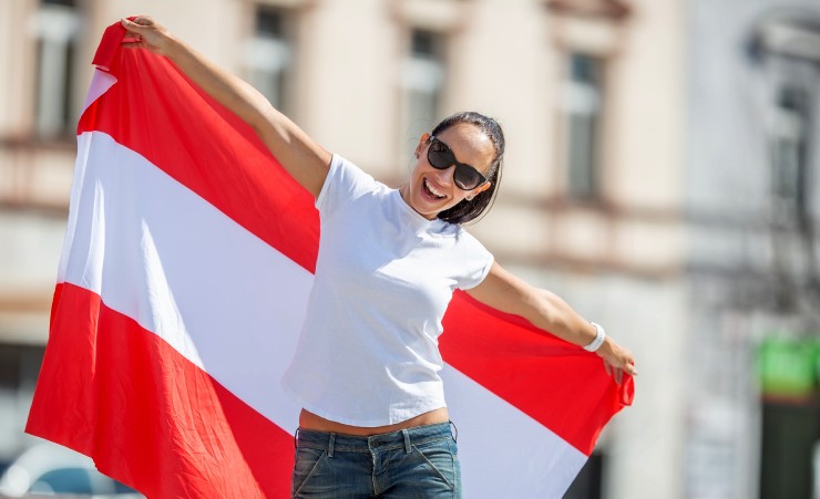 Poland Flag With Woman