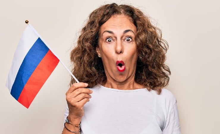 Russian Woman And Flag