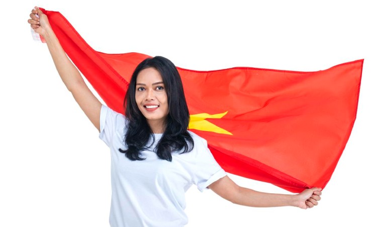 Vietnamese Woman With Flag