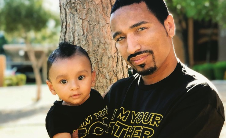 Father Son Wearing Matching T Shirts