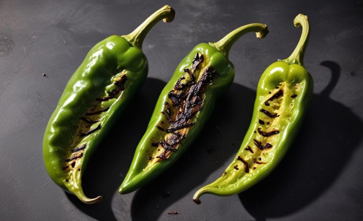 grilled anaheim peppers side by side