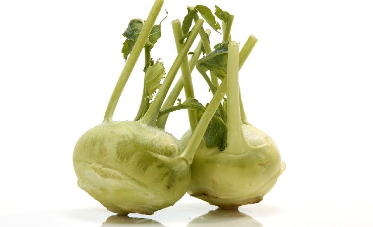 kohlrabi against white background