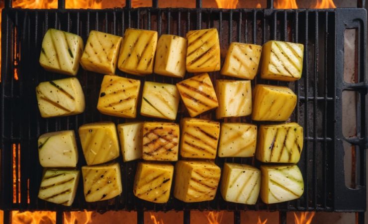 swede roasting on grill