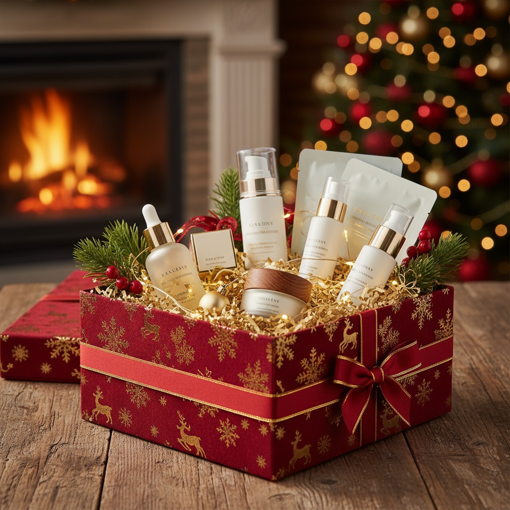 Skin Care Products With Christmas Decor