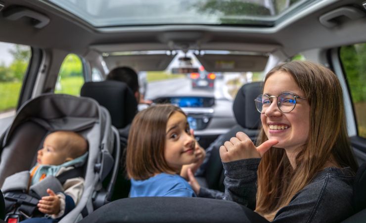 Family On A Drive In Car
