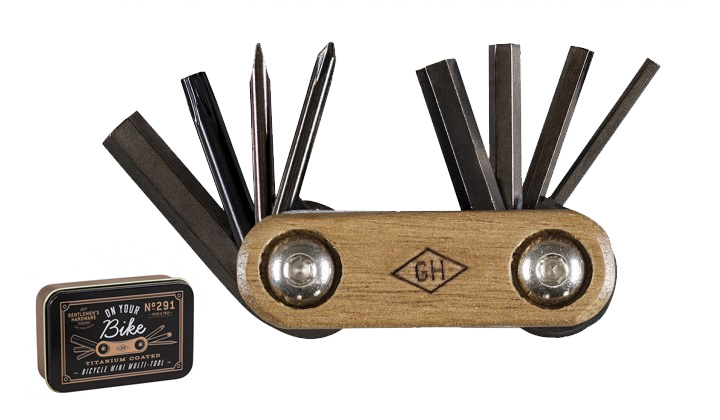 Pocket Bicycle Multi Tool Acacia Wood & Titanium Finish