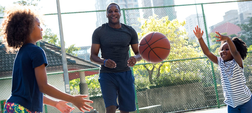 playing basket ball with dad