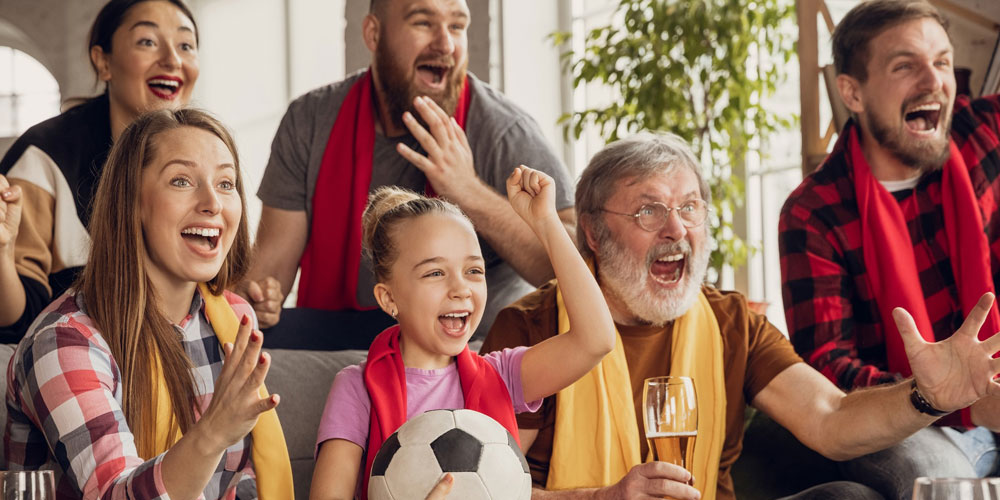 family watching sports on tv